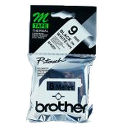 Original Brother P-Touch MK221BZ 9mm Plastic Tape - Black on White
