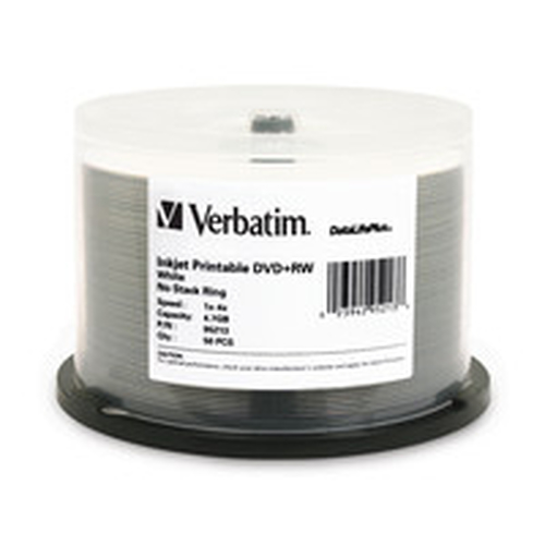 50PK DVD+RW 4.7GB 4X  WHT INKJET HUB