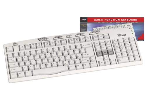 Trust KEYBOARD MULTI FUNCTION klaviatūra PS/2 Balta