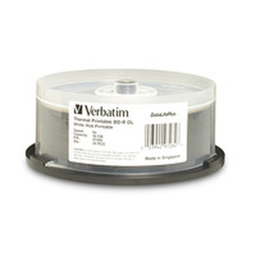 VERBATIM BD-R DL 50GB 6X DATALIFEPLUS WHITE THERMAL PRINTABLE, HUB PRINTABLE-25P