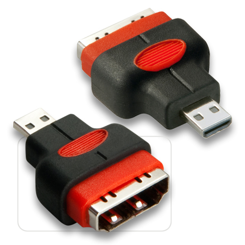 Lindy Adapter HDMI an HDMI Micro HDMI A HDMI D Must, Punane