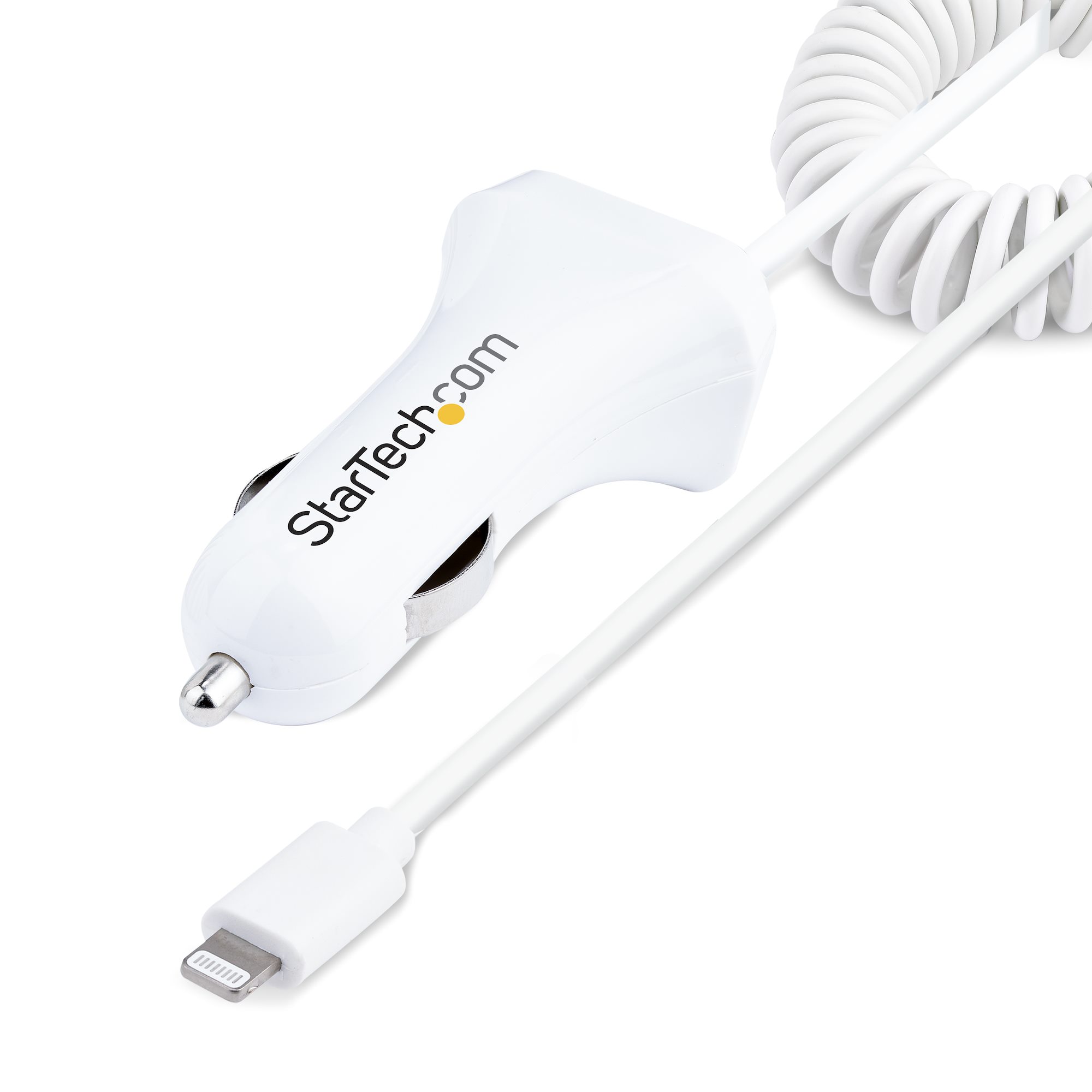 StarTech.com Lightning Car Charger with Coiled Cable, 1m Coiled
