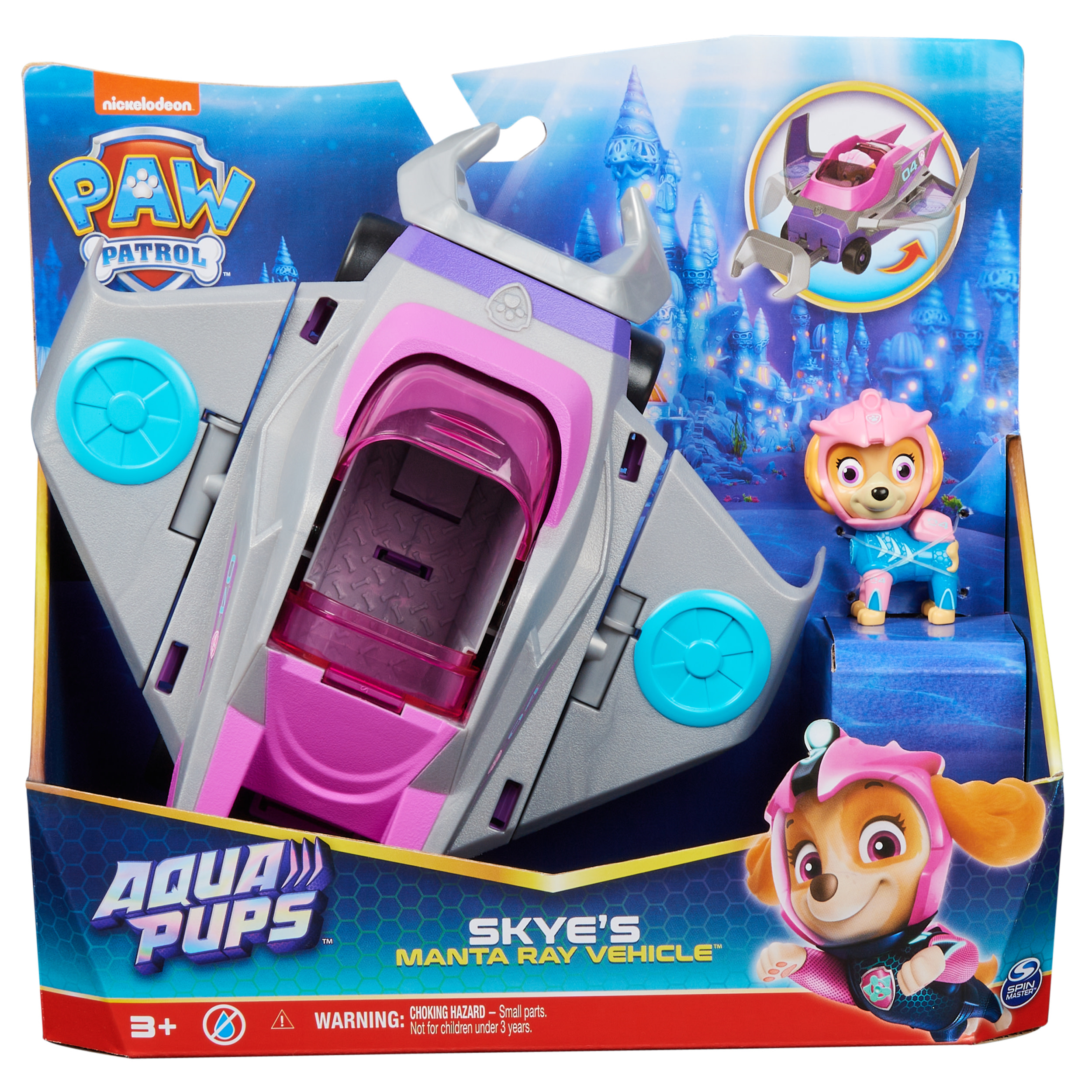 Spin Master PAW Patrol Aqua Pups Skye Transforming Manta Ray Vehicle with