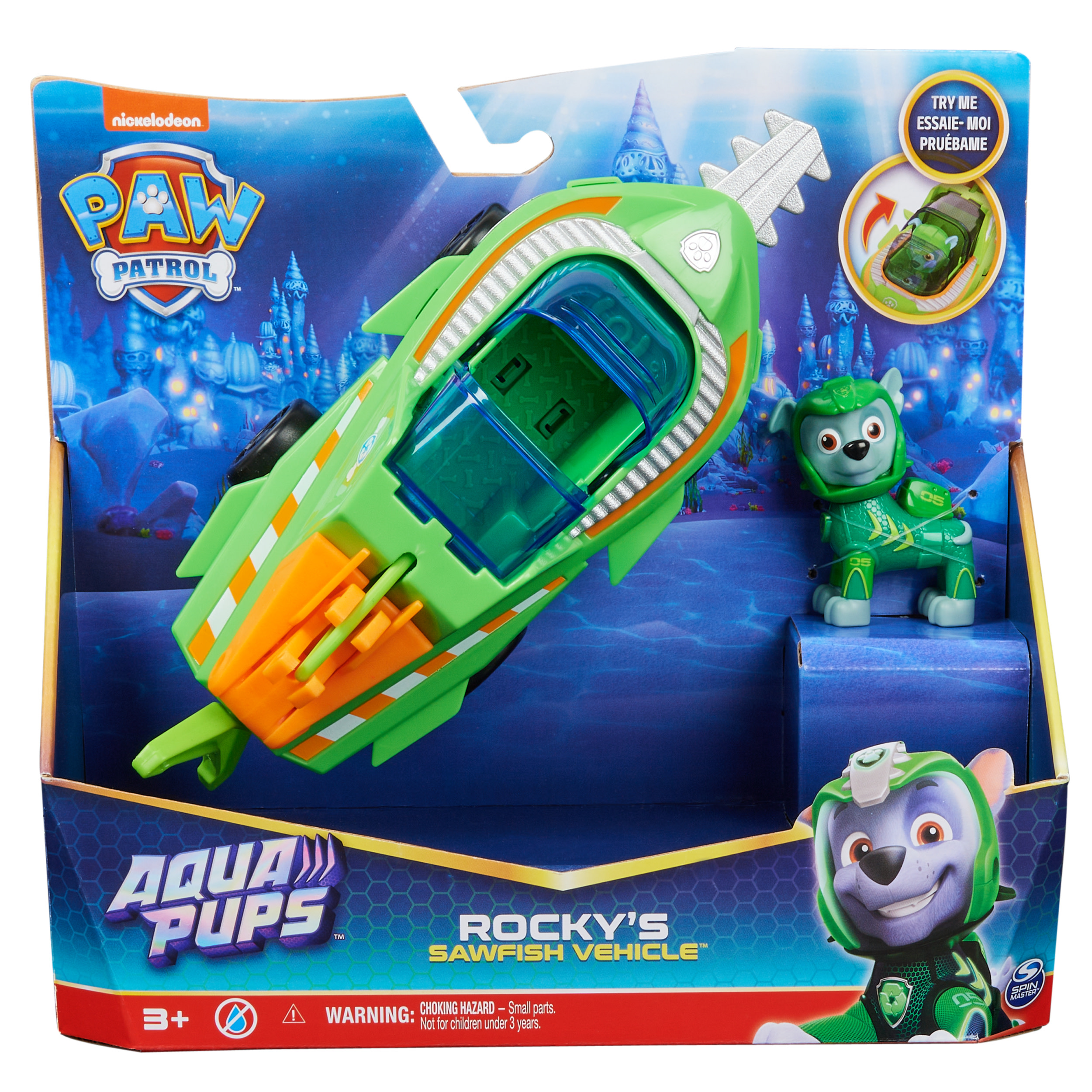 Spin Master PAW Patrol Aqua Pups Rocky Transforming Sawfish Vehicle with