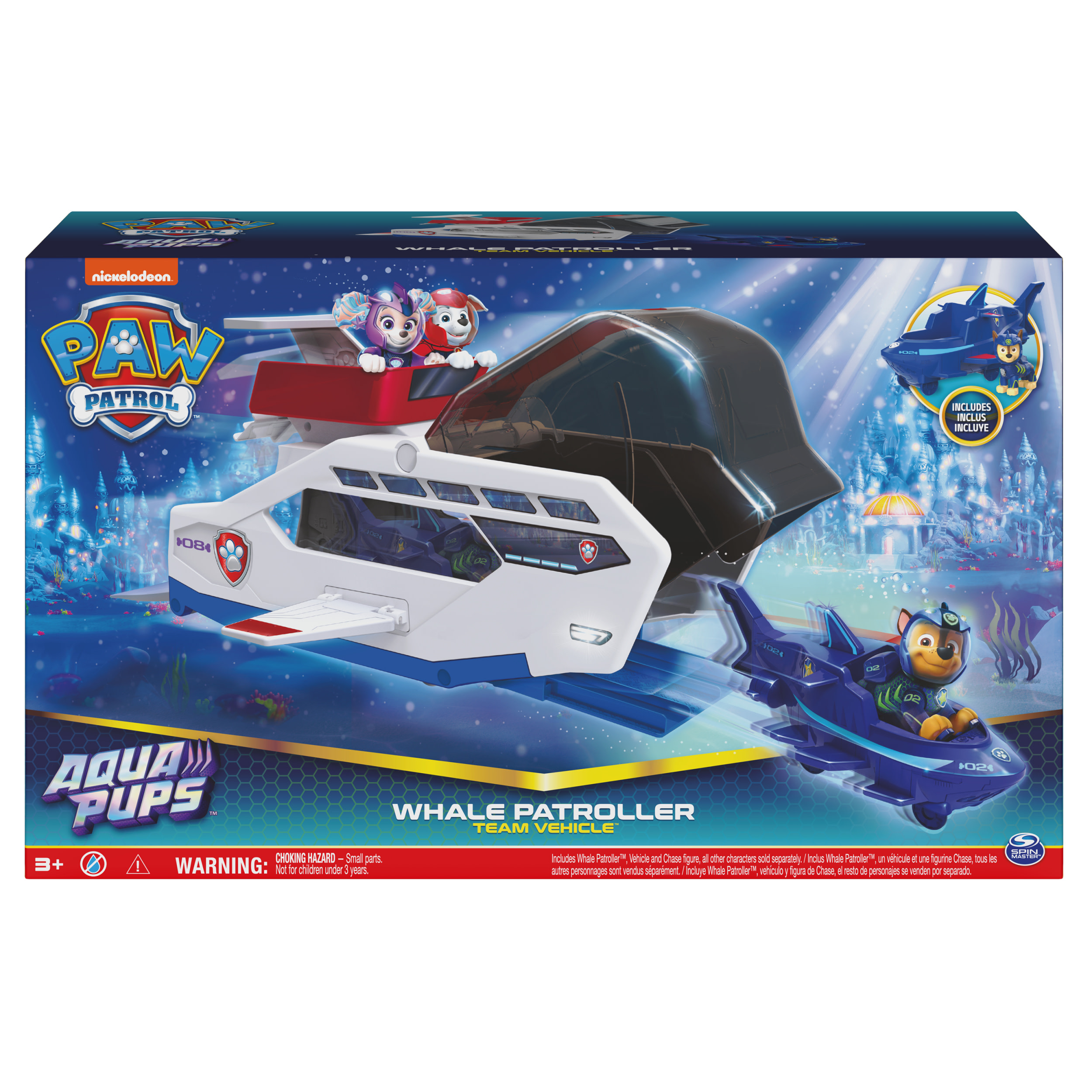Spin Master PAW Patrol Aqua Pups Whale Patroller Team Vehicle with Chase