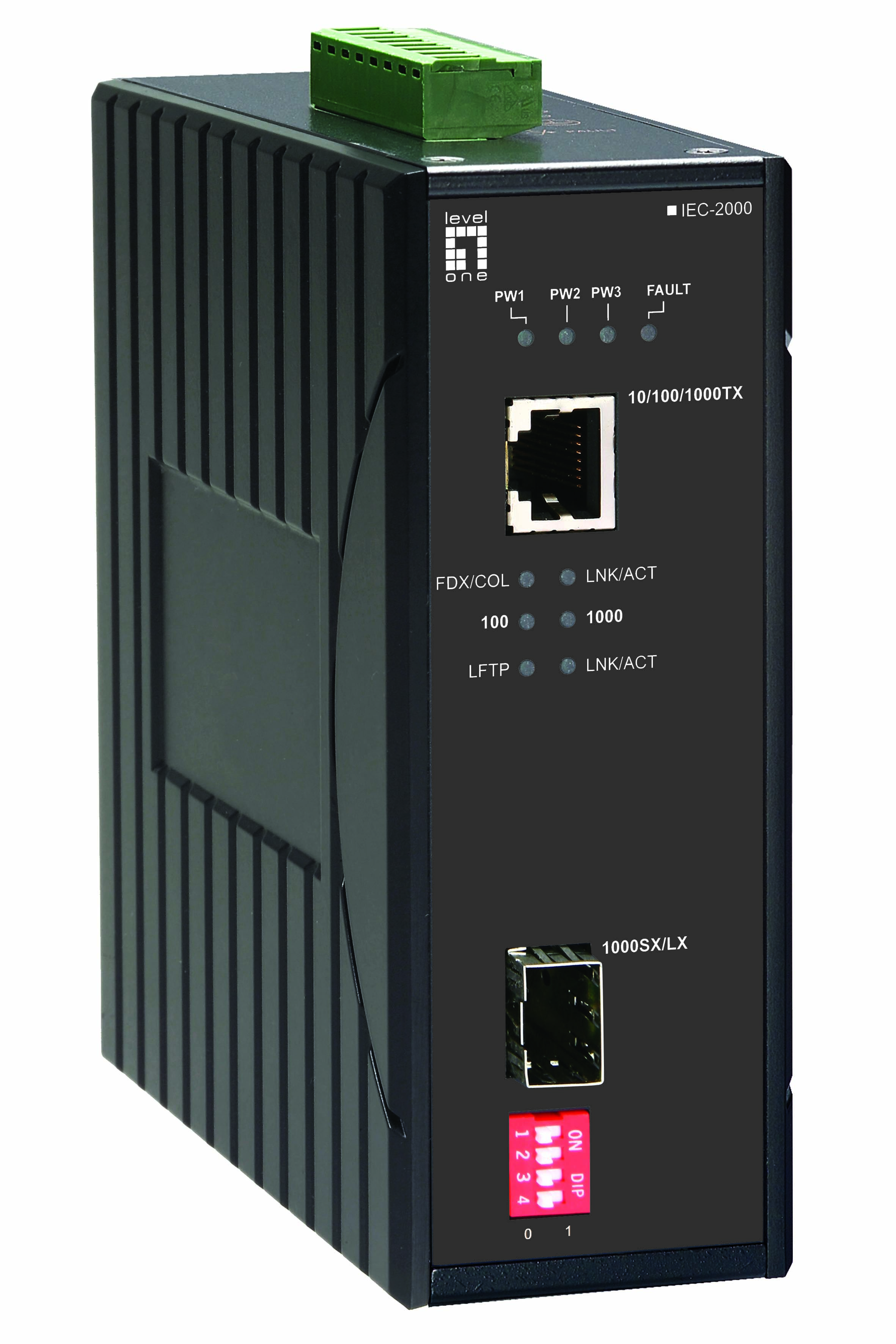 LevelOne IEC-2000 Netzwerk Medienkonverter 1000 Mbit/s Schwarz