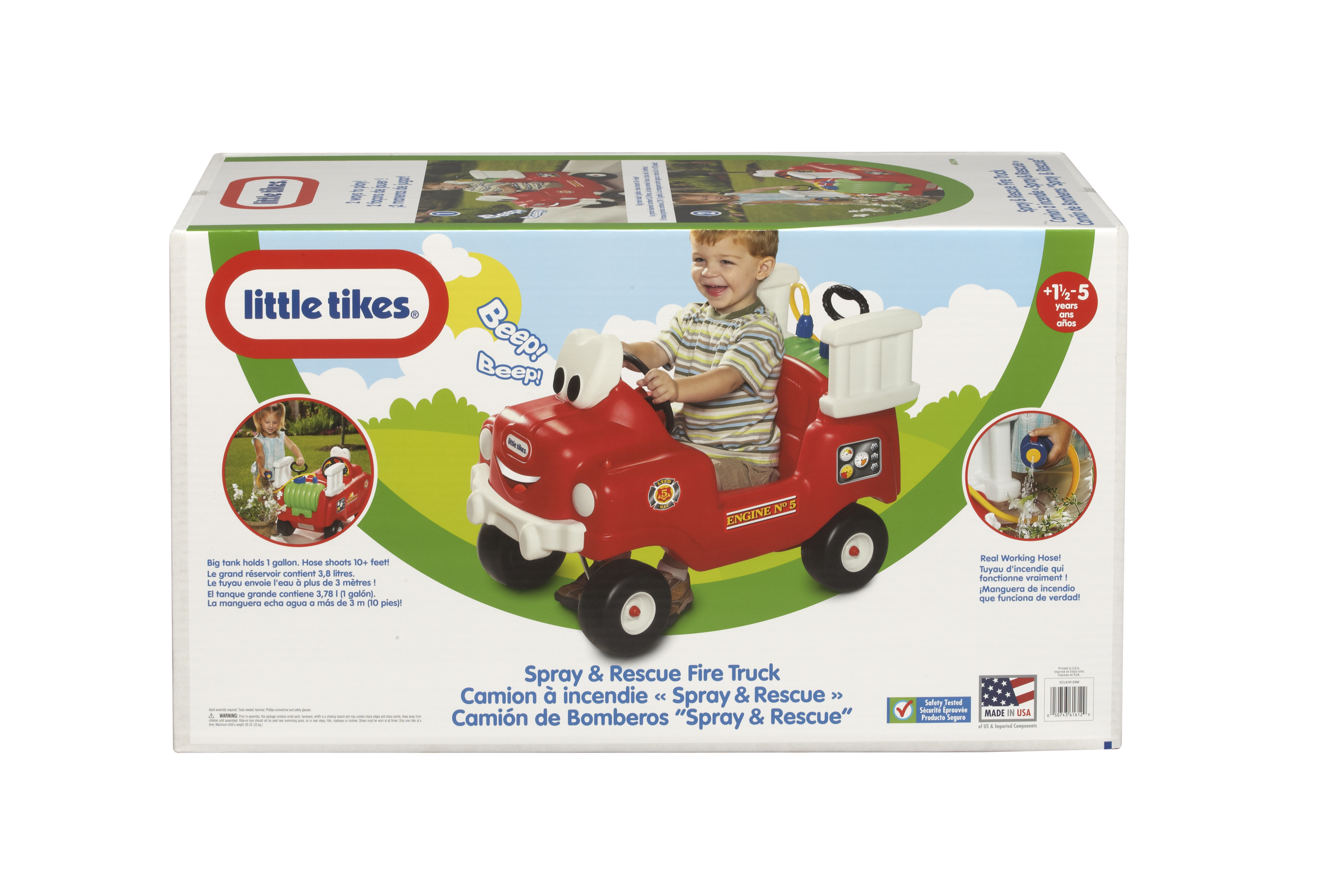 little tikes spray & rescue fire truck foot to floor ride on