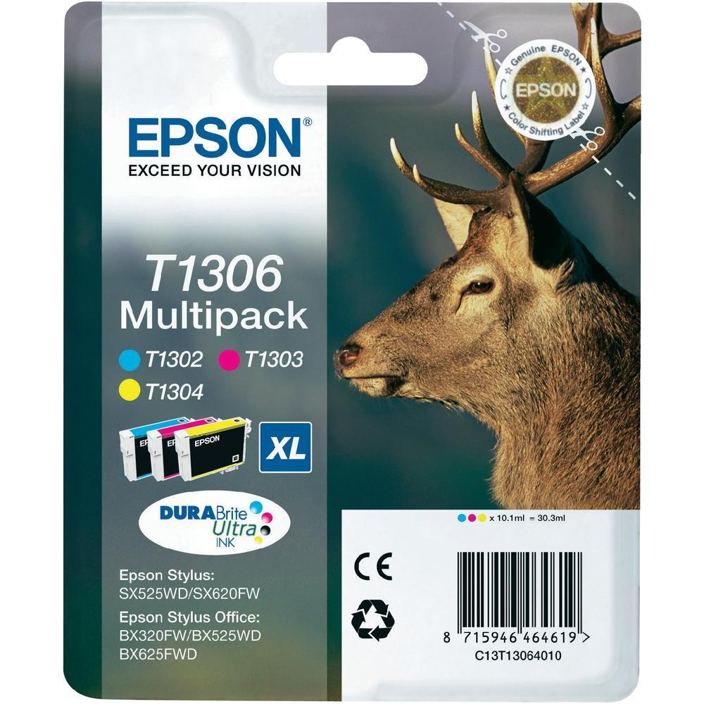 Epson Stag Multipack 3-Coulered T1306 DURABrite Ultra Ink