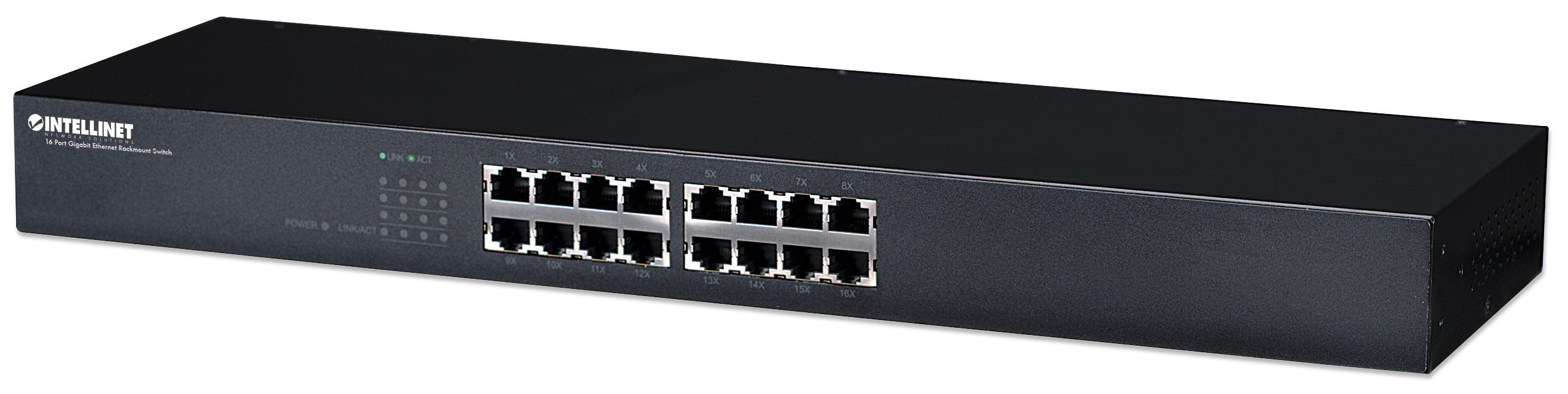 Intellinet 16-Port Rackmount Ne-valdomas Gigabit Ethernet (10/100/1000) 1U Juoda