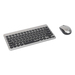 Manhattan Un solo receptor USB-A Nano para ambos, teclado inalámbrico con 12 teclas multimedia/función, mouse óptico ambidiestro con tres botones y rueda de desplazamiento, 1200 ppp, negro/plateado