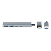 Manhattan Conector adaptable de USB-A macho a USB-C macho, dos puertos USB-C hembra y dos puertos USB-A hembra, USB SuperSpeed a 5 Gbps (USB 3.2 Gen 1), alimentación por bus, aluminio, gris espacial
