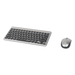 Manhattan Un solo receptor USB-A Nano para ambos, teclado inalámbrico con 12 teclas multimedia/función, mouse óptico ambidiestro con tres botones y rueda de desplazamiento, 1200 ppp, negro/plateado