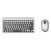 Manhattan Un solo receptor USB-A Nano para ambos, teclado inalámbrico con 12 teclas multimedia/función, mouse óptico ambidiestro con tres botones y rueda de desplazamiento, 1200 ppp, negro/plateado