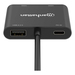 Manhattan Adaptador multipuerto con USB tipo C macho a dos puertos HDMI (hasta 4K@60Hz), USB-A (480 Mbps) y USB Power Delivery de carga (100 W), aluminio, negro