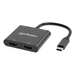 Manhattan Adaptador multipuerto con USB tipo C macho a dos puertos HDMI (hasta 4K@60Hz), USB-A (480 Mbps) y USB Power Delivery de carga (100 W), aluminio, negro