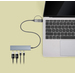 Manhattan Conector adaptable de USB-A macho a USB-C macho, dos puertos USB-C hembra y dos puertos USB-A hembra, USB SuperSpeed a 5 Gbps (USB 3.2 Gen 1), alimentación por bus, aluminio, gris espacial