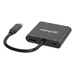 Manhattan Adaptador multipuerto con USB tipo C macho a dos puertos HDMI (hasta 4K@60Hz), USB-A (480 Mbps) y USB Power Delivery de carga (100 W), aluminio, negro