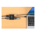 Manhattan Adaptador multipuerto con USB tipo C macho a dos puertos HDMI (hasta 4K@60Hz), USB-A (480 Mbps) y USB Power Delivery de carga (100 W), aluminio, negro