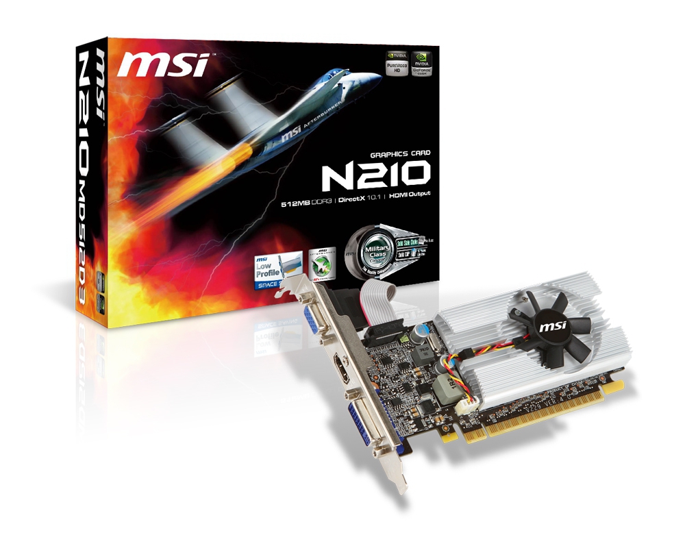 MSI N210-MD512D3/LP graphics card NVIDIA GeForce 210 0.5 GB GDDR3
