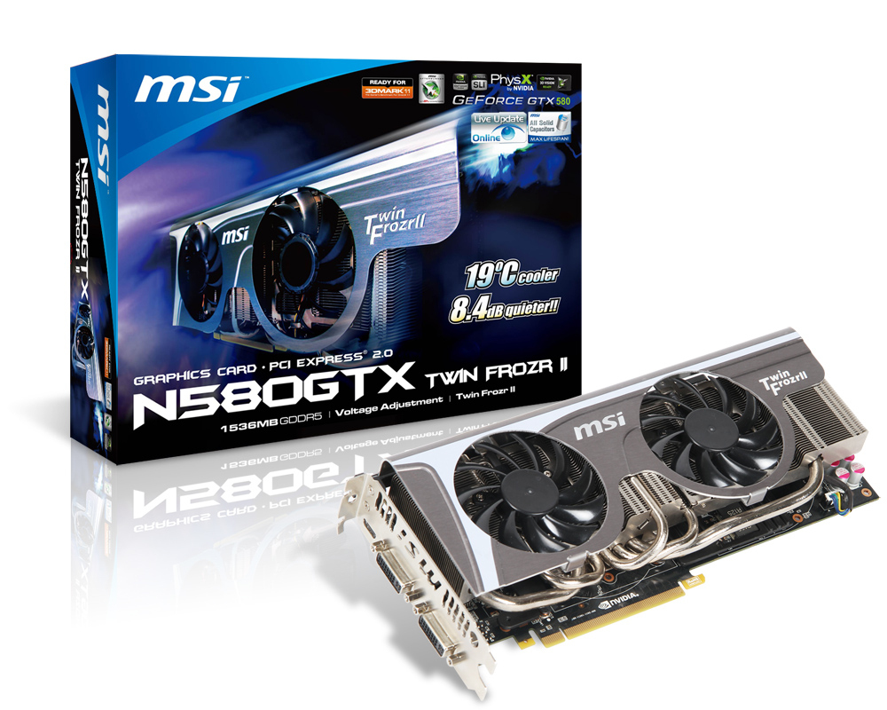 MSI N580GTX Twin Frozr II NVIDIA GeForce GTX 580 1.5 GB GDDR5