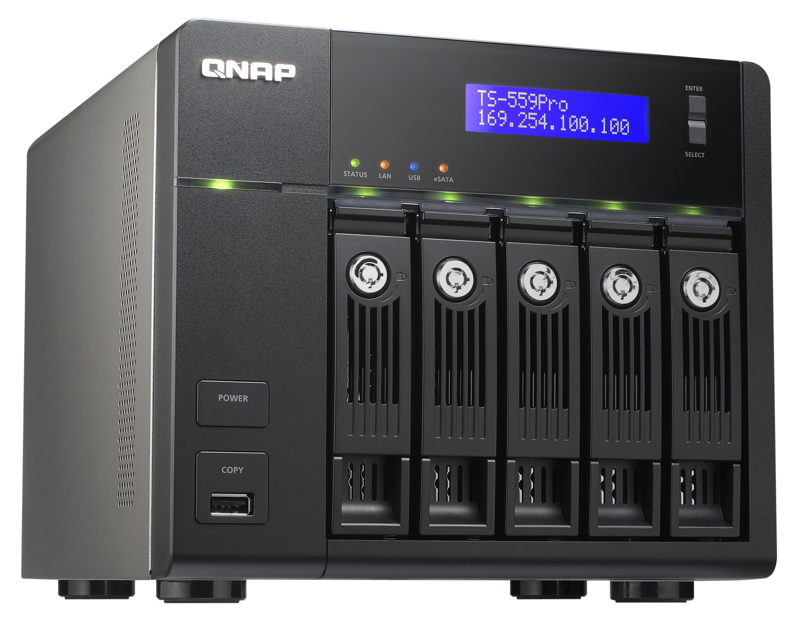 QNAP TS-559 Pro TurboNAS Tower Intel Atom® D510 1 GB DDR2 0 TB Linux