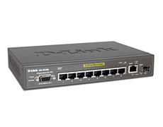 D-Link DES-3010GA, managed 8-Port 10/100 Switch + 1 Gigabit Port + 1 SFP Slot