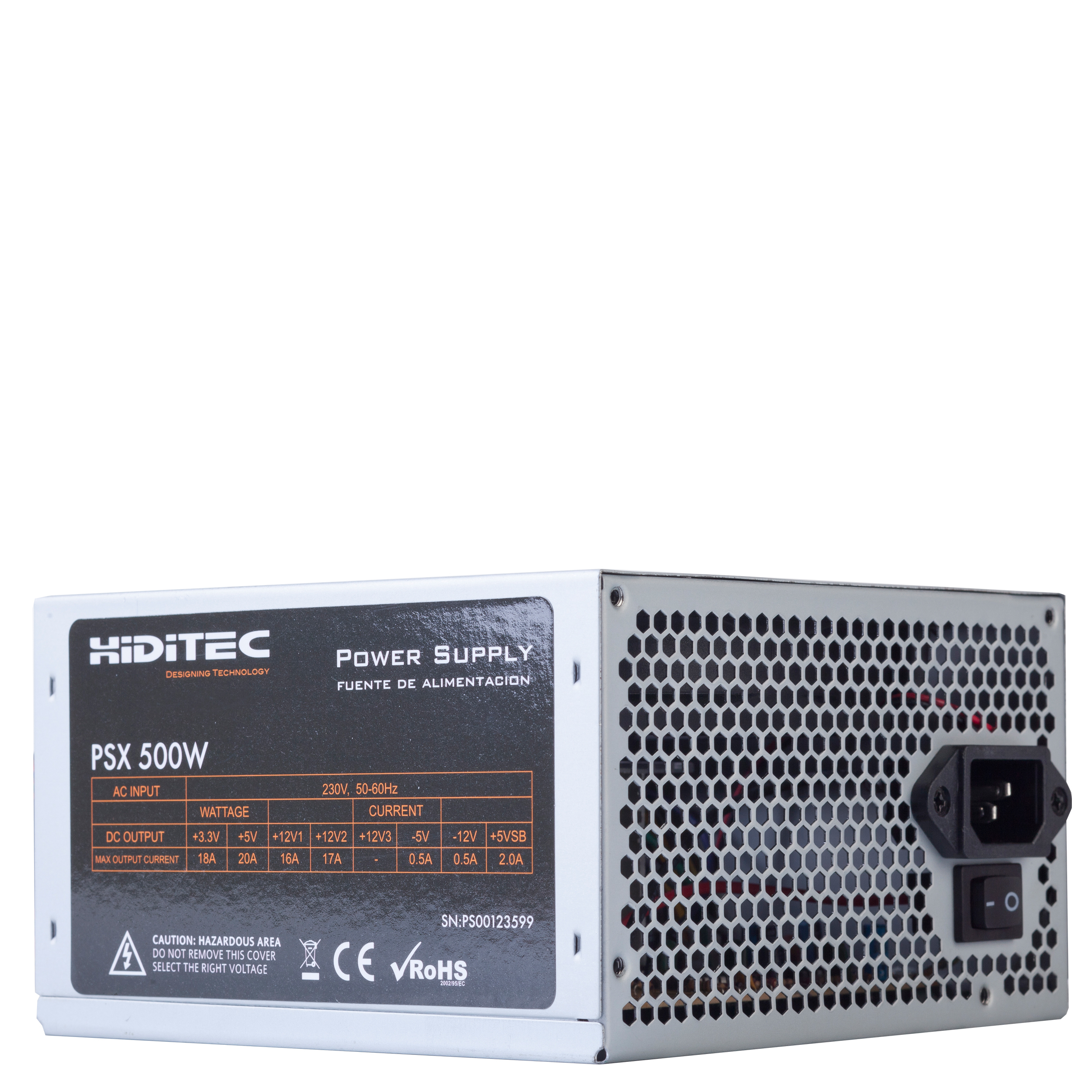 Hiditec PSX 500W power supply unit 20+4 pin ATX ATX Aluminium