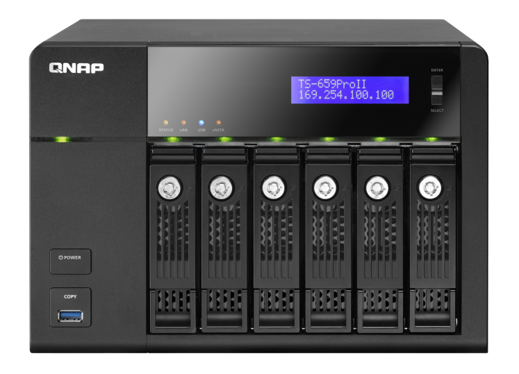 QNAP TS-659 PRO II, 6x 2 TB Tower Intel Atom® 1 GB DDR3 12 TB Linux Black