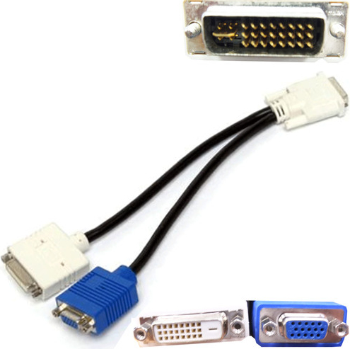 DELL WU329 video cable adapter DVI-I DVI + VGA (D-Sub) Black, Blue, White