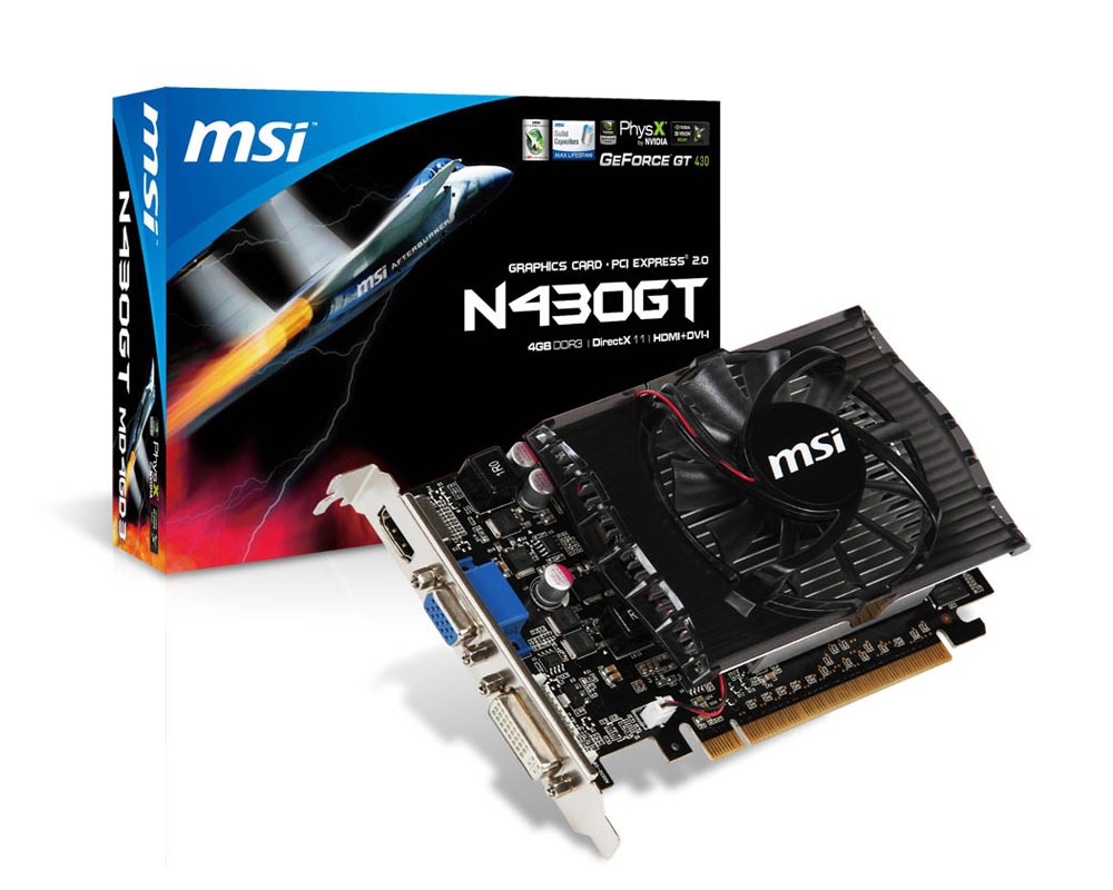 MSI N430GT-MD4GD3 graphics card NVIDIA GeForce GT 430 4 GB GDDR3