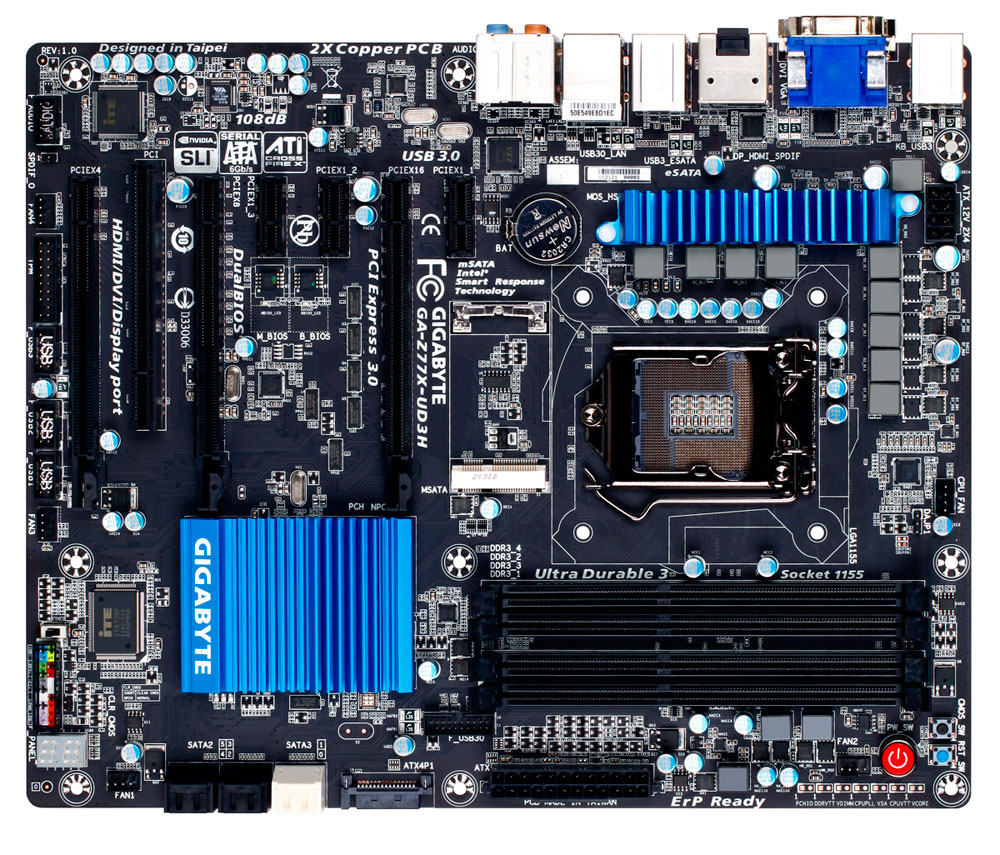 GIGABYTE GA-Z77X-UD3H-WB motherboard Intel® Z77 Express LGA 1155 (Socket H2) ATX image 1