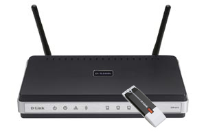 D-Link 802.11N Router + USB Dongle wireless router Black, Silver