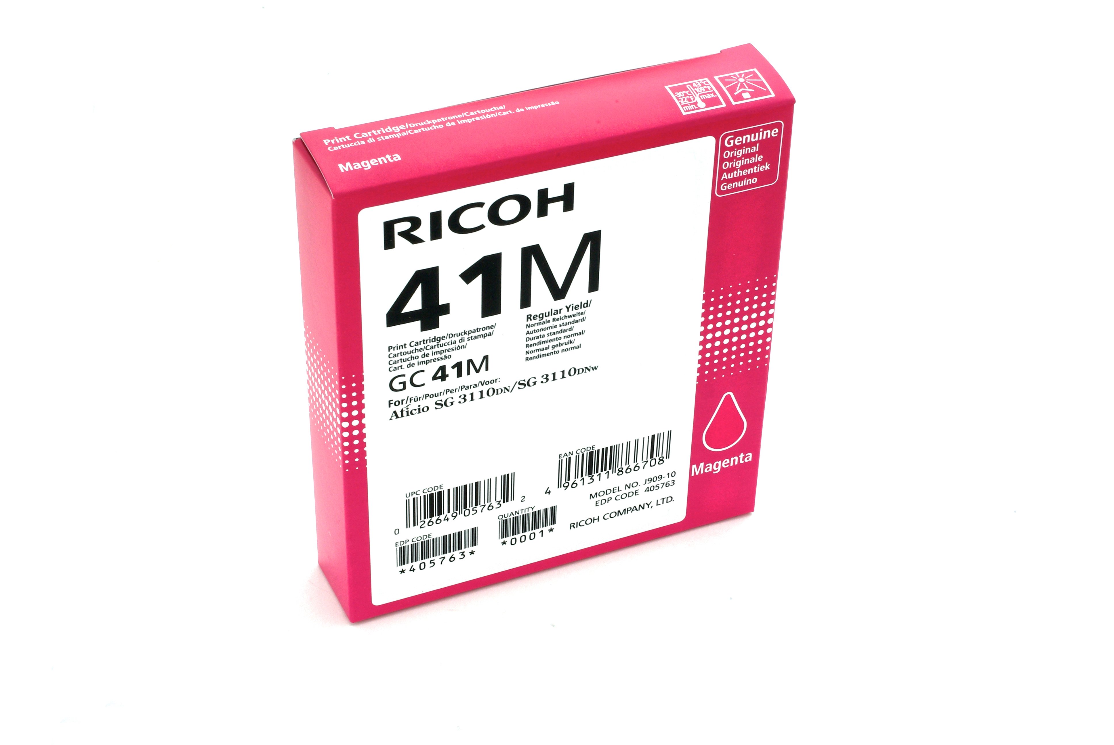 Ricoh 405763 cartuccia d'inchiostro 1 pz Originale Resa standard Magenta