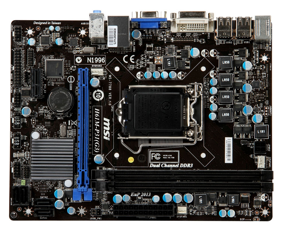 Specs MSI H61M-P31 (G3) motherboard Intel® H61 LGA 1155 (Socket H2