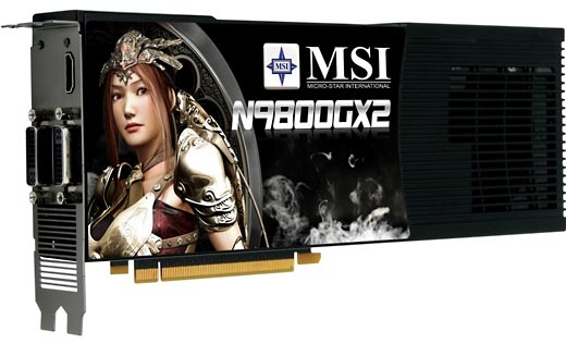 MSI N9800GX2-M2D1G graphics card 1 GB GDDR3