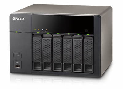QNAP Z-TS-669L-2EW NAS/storage server Tower Intel Atom® 1 GB DDR3 0 TB Black, Metallic