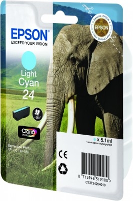 Original Epson 24 Light Cyan Ink Cartridge 360 pages