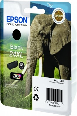 Epson 24XL - 10 ml - XL - black - original - blister - ink cartridge - for Expression Photo XP-55, 750, 760, 850, 860, 950, 960, Expression Premium XP-750, 850