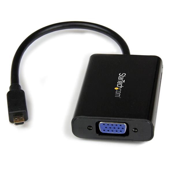 StarTech.com Micro HDMI to VGA Adapter Converter w/ Audio for Smartphones / Ultrabooks / Tablets 1920x1080 - Micro HDMI Male to VGA Female (MCHD2VGAA2) - Video converter - HDMI - VGA - black