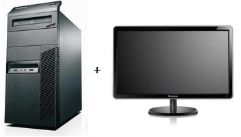 Lenovo ThinkCentre M81 + LS2421p Intel® Core™ i3 i3-2120 2 GB DDR3-SDRAM 320 GB AMD Radeon HD 5450 Windows 7 Professional Tower PC Black