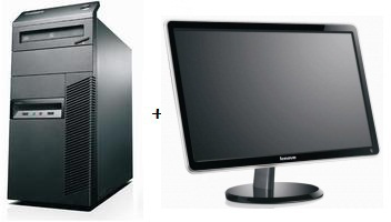 Lenovo ThinkCentre M81 + LS2221 Intel® Core™ i3 i3-2120 2 GB DDR3-SDRAM 320 GB AMD Radeon HD 5450 Windows 7 Professional Tower PC Black