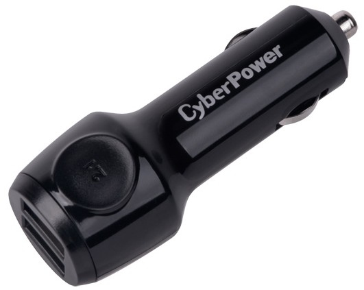 شاحن سيارة USB مزدوج CyberPower CPTDC2U 5V/12V تلقائي، أسود