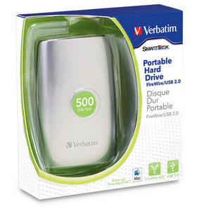 Verbatim 2.5'' Portable Hard Drive FireWire/USB 2.0 500GB external hard drive 5400 RPM 2.5"