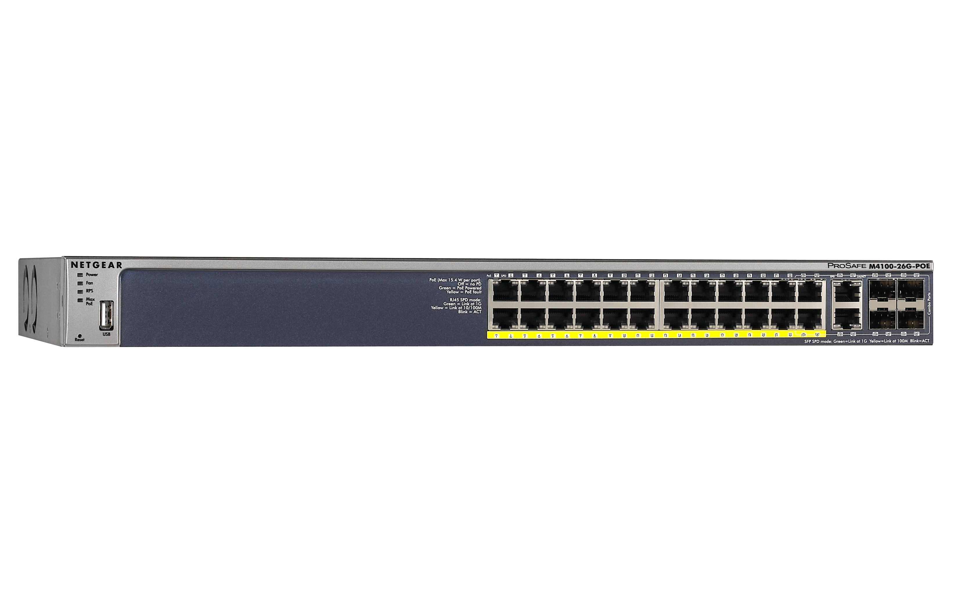 NETGEAR M4100-26G-POE Managed L2+ Gigabit Ethernet (10/100/1000) Power over Ethernet (PoE) 1U Grey