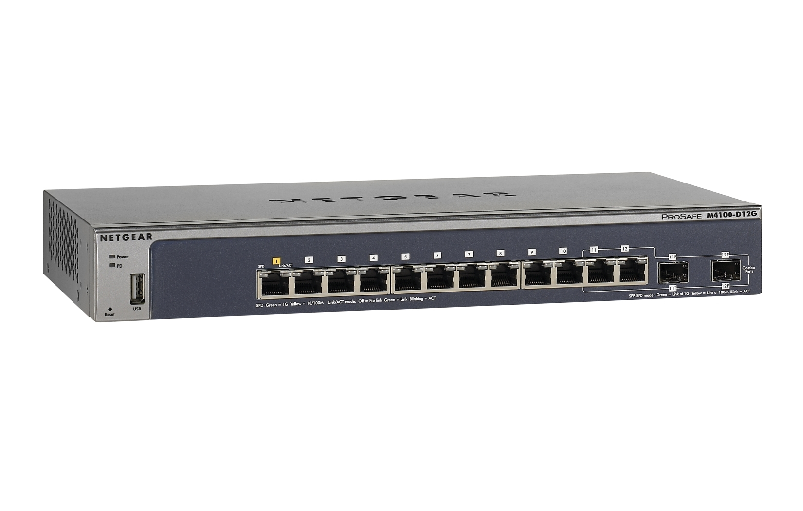 NETGEAR M4100-D12G Managed L2+ Gigabit Ethernet (10/100/1000) Blue, Grey
