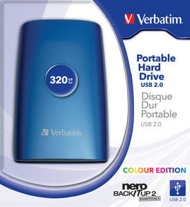 Verbatim 2.5'' Portable HDD USB 2.0 320GB, Blue external hard drive 5400 RPM 2.5" Black
