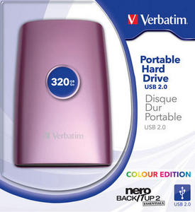 Verbatim 2.5'' Portable HDD USB 2.0 320GB, Pink external hard drive 5400 RPM 2.5" Black