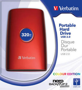 Verbatim 2.5'' Portable HDD USB 2.0 320GB, Red external hard drive 5400 RPM 2.5" Black