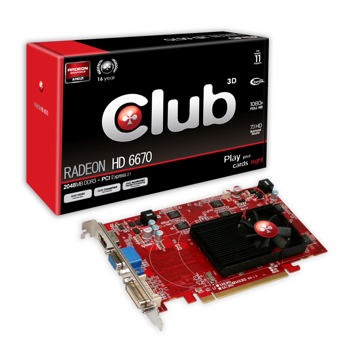 CLUB3D Radeon HD 6670 2GB AMD GDDR3