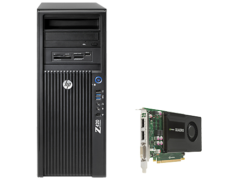 HP 420 + nVidia Intel® Xeon® E5 Family E5-1650 16 GB DDR3-SDRAM 1.25 TB HDD,SSD Windows 7 Professional Mini Tower Workstation Black